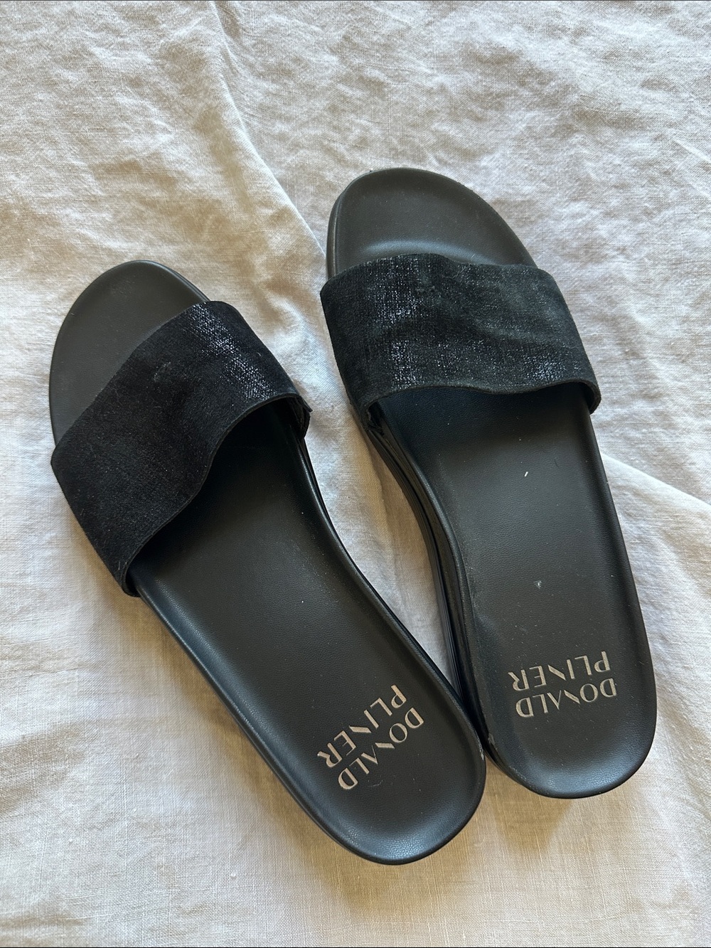 Donald J. Pliner Black Slide Sandals with Suede Strap size 7